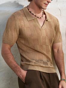 Airaco Spring/Summer New Minimalist Hollow Square Long Sweater - Khaki - View 2