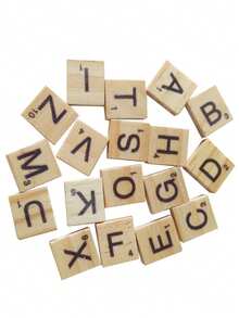 100pcs/200pcs Wood Letter Tiles,Scrabble Letters For Crafts, DIY Wood Gift Decoration, Making Alphabet Coasters And Scrabble Crossword Game - Alphabet wood chip - View 5