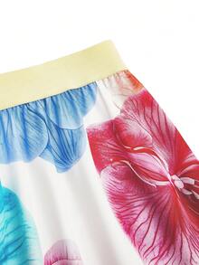 SHEIN 女士彩色印花收腰A字裙，魅力优雅通勤时尚约会休闲法式街头复古百搭春夏新款多色可选 - 彩色 - 查看 8