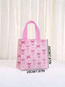 6/12/24PCS Random Sweet Bow Print Non-Woven Tote Bags Birthday Gift Wrapping Bags Creative Fresh And Simple Holiday Gift Bags - multicolor - View 6