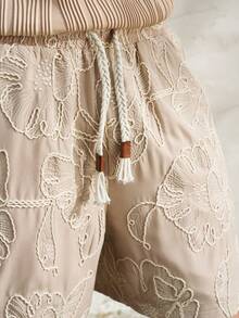 Airaco Men's Casual Embroidered Slant Pocket Drawstring Waist Shorts - Khaki - View 6