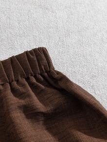 GlowEve Bộ đồ nữ thanh lịch, thoải mái, màu nâu, kiểu áo hai dây lửng thắt eo + quần ống đứng thắt eo màu nâu, thích hợp cho công sở, mùa xuân/hè. - màu nâu - Xem 4