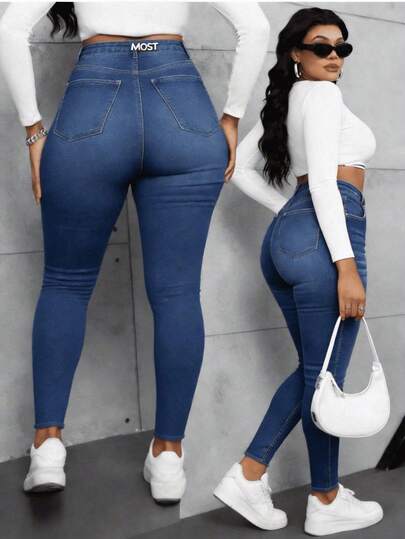 Pantalones pantalón mezclilla jeans mujer dama curvy plus size tallas extra básico vaquero femenino vaqueros skinny fit bolsas bolsillos cintura alta pierna ajustada ajustados ceñidos strech versátil primavera verano casual diario urbano y2k aesthetic escuela trabajo ancho decorado vintage únicos confort día noche salida calle concierto festival música EDC bahidora vive latino