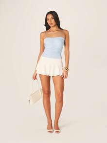 MISSGUIDED Slinky Ruched Lace Trim Cami Bodysuit With Adjustable Straps And Fitted Silhouette For Date Night - Blue - View 3