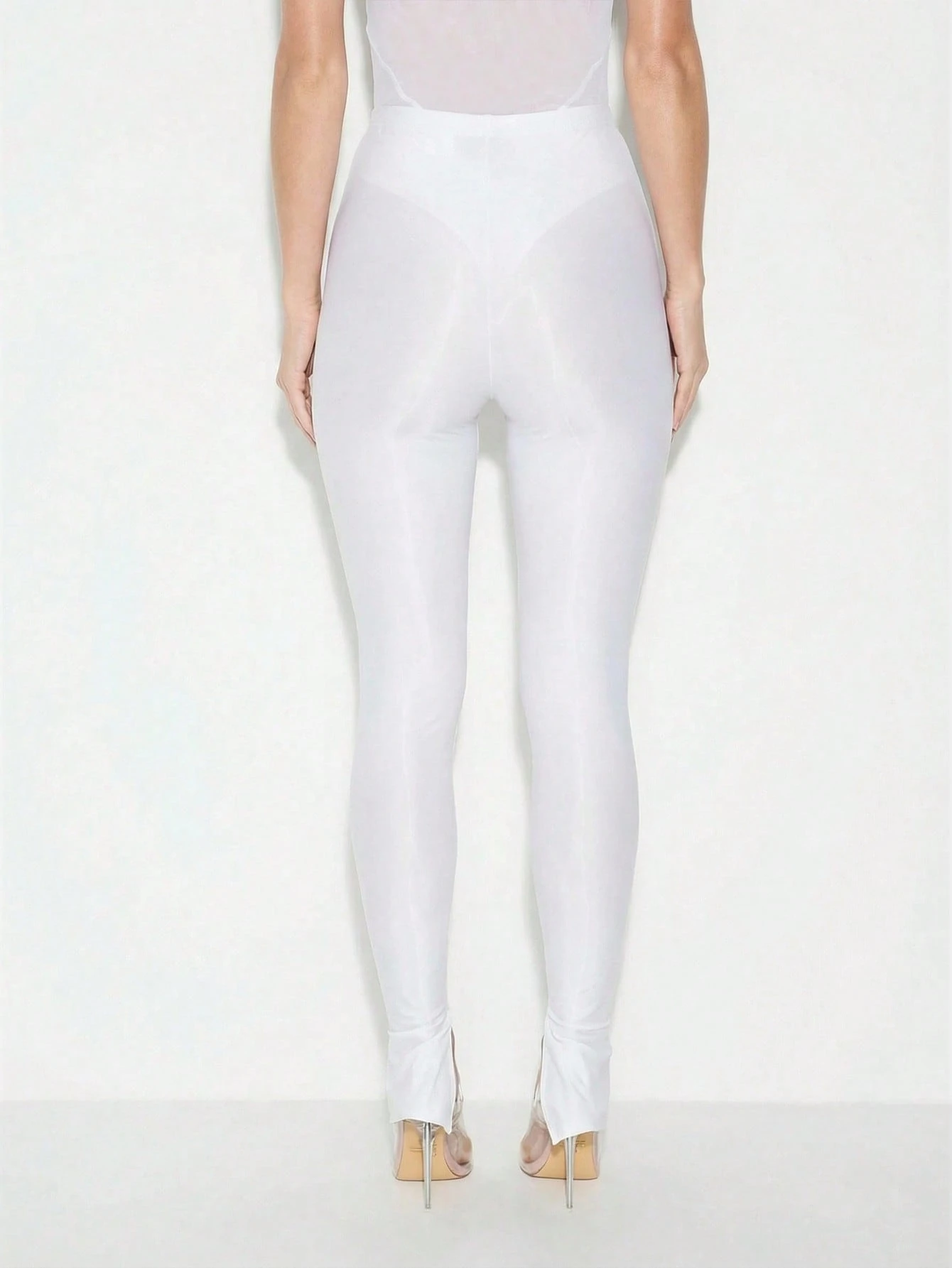 KIZN Leggings a vita alta con dettagli in rete e orlo con bottoni