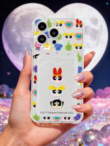THE POWERPUFF GIRLS X SHEIN 飞天小女警透明TPU卡包手机壳，镜头保护防震保护套，带卡槽，复古卡通日常礼物配件，Fundas，兼容iPhone手机壳，保护套，兼容iPhone 16/iPhone 17/iPhone 17 Pro Max/iPhone 17 Pro手机壳，快速发货 - 無色 - 查看 5