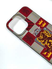 HARRY POTTER X SHEIN 1个哈利波特格兰芬多学院院徽格子手机壳，红金TPU保护套，防震防刮，魔法世界风格，兼容iPhone和Galaxy手机，兼容iPhone 11/12/12 Mini/13/14/15/16/16 Plus/17/17 Pro/17 Pro Max和三星Galaxy S24 Ultra/S25 Ultra/A06/A17，哈利波特粉丝礼物，生日、返校季、手机配件，快速发货 - 黑色 - 查看 4