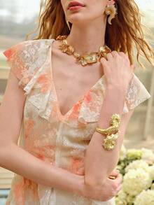 MOTF PREMIUM ĐẦM REN XẾP NẾP LÃNG MẠN DÀNH CHO NHỮNG BUỔI HẸN HÒ XUÂN/HÈ - Màu Cam san hô - Xem 3