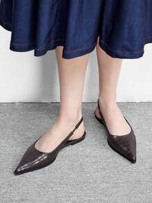 CUCCOO BIZCHIC Bailarinas de punta, zapatos bajos versátiles de mujer con estampado de cocodrilo para ir y venir, zapatos finos de slip-on - Café marrón cocodrilo - Ver 5
