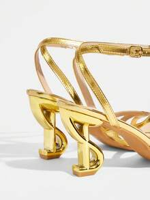 CUCCOO TILAWA Women's Classic Minimalist Fashion High Heel Sandals, Slim Strap High Heel Sandals Suitable For Date, Afternoon Tea, Party, Sexy Outfit - Gold - View 10