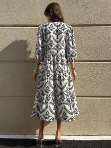 Solivie 女士舒适优雅A字连衣裙，法式时尚度假连衣裙，春夏款 - 彩色 - 查看 2