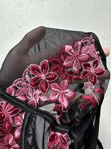FloralLove Bộ đồ lót 2 mảnh có thể tháo rời, thiết kế lưới thêu gợi cảm dành cho nữ - màu đen - Xem 9