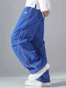 Sport MetroGents Men's Comfortable Textured Fabric Straight Leg Pants - Royal Blue - View 4