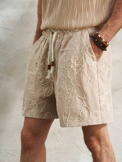 Airaco Men's Casual Embroidered Slant Pocket Drawstring Waist Shorts