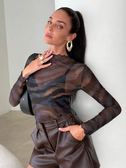 Lavishia Blusas de mujer con estampados de tigre, leopardo y cebra, de primavera y con diseño sexy