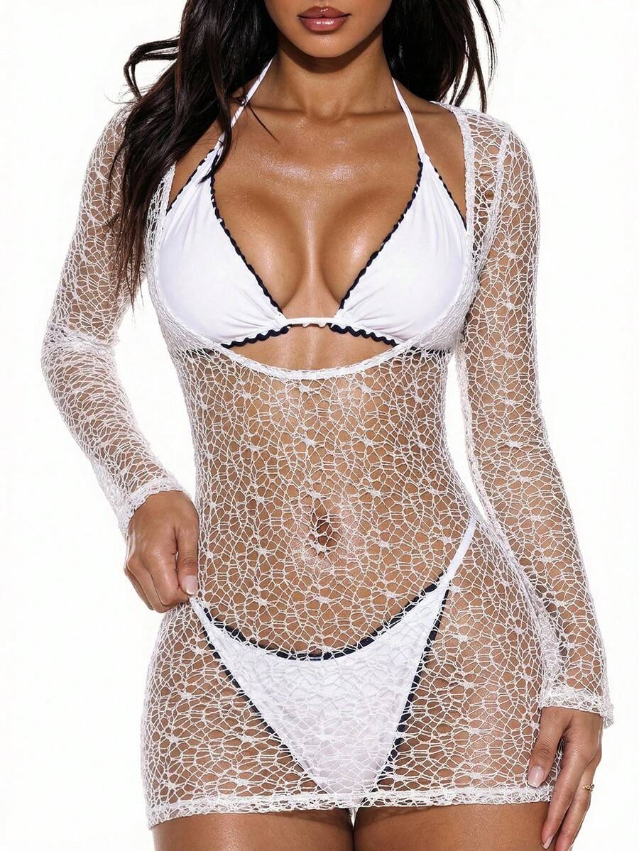 Swim SXY 性感网纱休闲沙滩罩衫 - 彩色 - 查看 1