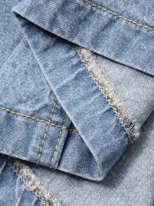 DAZY Women's Casual Washed V-Neck Petal Sleeve Denim Dress, Summer - Blue - View 7