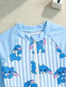 小女孩卡通印花沙滩度假连体泳衣 - 彩色 - 查看 8