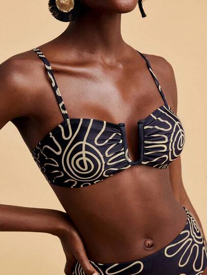 Travachic Women's Summer Beach Contrast Color Spaghetti Strap Bikini Set