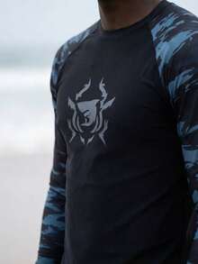 Manfinity VDAYZ 男士圆领插肩袖长袖休闲沙滩泳衣防晒衣套装 - 彩色 - 查看 4