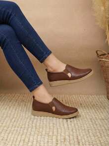 Women Flats - Chocolate Brown - View 3