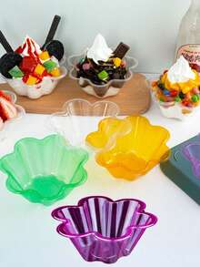 Disposable Commercial Dessert Ice Cream Cups, Fried Yogurt Cups, Fruit Salad Bowls, Shaved Ice Bowls, Smoothie Bowls, Thick And Creamy Desserts. - Multicolor - View 3