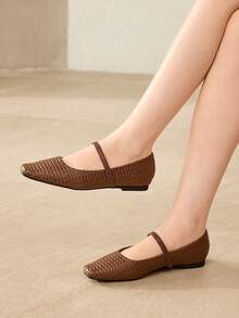 MOTF PREMIUM WOMEN SNAKESKIN PRINT SIMPLE & VERSATILE FLAT CASUAL SHOES, VALENTINES - Coffee - View 6