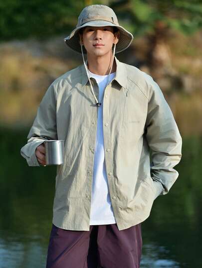 DAZY Mint Green Casual Long Sleeve Shirt For Men, Spring