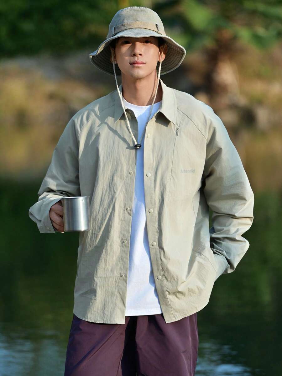 DAZY Mint Green Casual Long Sleeve Shirt For Men, Spring - Green - View 1