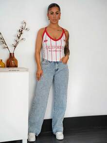 SAYEHFBABY Women's Casual Letter Print Camisole - White - View 1