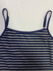 Glimmora Women's Casual Versatile Navy Blue Striped Camisole - Navy Blue - View 4