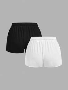 SHEIN EZwear 两色针织女式腰带休闲短裤 - 彩色 - 查看 10