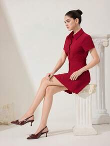 CUCCOO CHICEST 女士时尚黑色蝴蝶结尖头细高跟鞋，适合通勤、约会、派对等春季场合，春假、复活节、舞会等场合的理想之选。 - 咖啡棕 - 查看 7