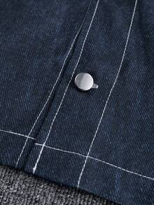 PAVTROS Men's Casual Front Button Long Sleeve Denim Effect Jacket And Pants Set - Blue - View 7