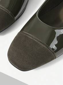 MOTF DAMEN SCHUHE RETRO NEU MODISCH GRÜNE PU LEDER FARBKOMBINATION QUADRATISCHE ZEHENKAPPE FLACHE SOHLE SCHUHE, EINFACH LÄSSIG UND LEICHT, NIEDRIGER SCHAFT UND SCHLUPFEINSTIEG, KOMFORTABLE UND ELEGANTE HOCHWERTIGE BALLETT-SCHUHE - Grün - Übersicht 9