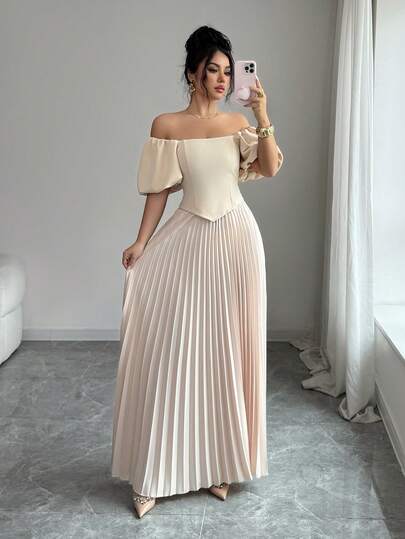 SHEIN Elenzya V-Neck Cinched Waist A-Line Skirt Set, Elegant Romantic Sophisticated Women's Two Pieces