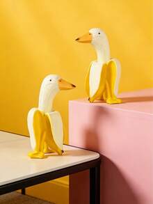 Joivida Creative Banana Duck Art Garden Ornament, Fun Shaped Yellow Duck Home Decor, Cute Desktop Decoration For Office Living Room, Unique Novelty Gift For Friends & Family - multicolor - View 2