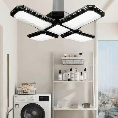 1 đèn LED chiếu sáng nhà để xe E27 có thể điều chỉnh hình dạng, thiết kế 4 cánh, độ sáng cao, góc chiếu sáng có thể điều chỉnh, thích hợp cho chiếu sáng nhà kho và phòng khách.