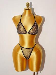 SHEIN 4pcs Leopard Print Wireless Sexy Lingerie Set For Women - Multicolor - View 10