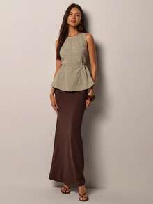 COSMINA Women's Denim Sleeveless Ruffle Blouse, Casual Denim Top For Summer, Daily Wear, Military Green - Army Green - View 4