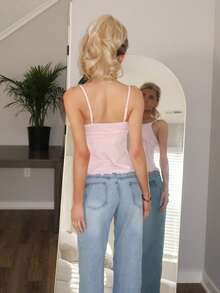 Sydney Algeri Women's Autumn/Winter New Arrival - Sweet And Casual Pink Clean Girl Style Casual Women's Side Tie-Up Knot Ruffle Camisole Top - Pink - View 2