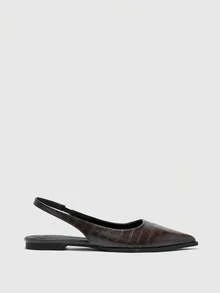 CUCCOO BIZCHIC Bailarinas de punta, zapatos bajos versátiles de mujer con estampado de cocodrilo para ir y venir, zapatos finos de slip-on - Café marrón cocodrilo - Ver 8