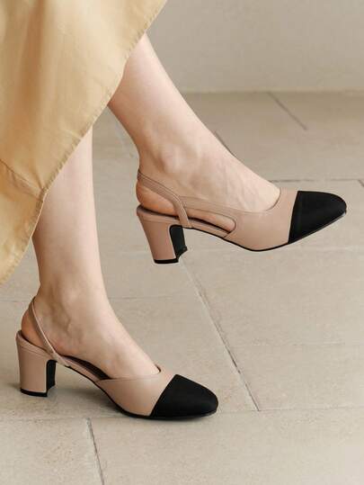 2025 Giày sandal quai mắt cá chân kiểu Pháp hở mũi vuông cổ điển màu khối mới cho nữ, cỡ lớn, giày cao gót đế thấp thanh lịch kiểu Pháp cổ điển, giày thời trang