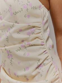 MUSERA Structured Ruched Floral Shift Hem Bandeau Mini Dress Cute Spring Easter Occasion Girly Sexy Going Out Mothers Day Soft Bloom - Multicolor - View 6