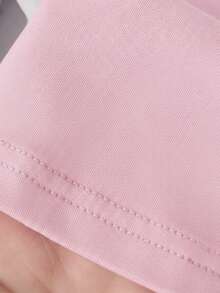 少女樱桃字母印花圆领短袖休闲T恤 - 粉色 - 查看 5