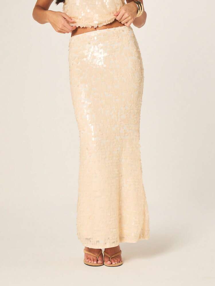 MISSGUIDED Sequin Bodycon Maxi Skirt With High Waist