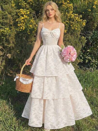 SHEIN MOD 女士纯色扭结层叠连衣裙，优雅吊带