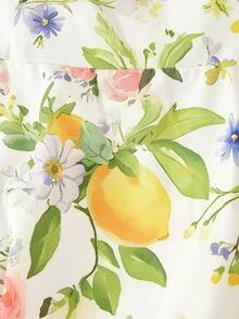 SHEIN MOD 柠檬度假花卉蝴蝶结吊带短裙 - 彩色 - 查看 6