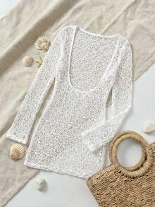 Swim SXY 2026SS New Sexy Mesh Casual Beach Cover Up For Holiday, Date, Afternoon Tea, Western, Cruise, Beach, Island, Road Trip, All Seasons, Music Festival, Boho Vacation,Bohemian Vacation, Chill Autumn ,Western Boho - Multicolor - View 4