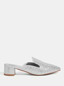 CUCCOO TILAWA 女士尖头银色水钻装饰时尚露跟高跟凉鞋 - 銀色 - 查看 8